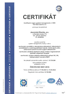 Certifikát 9001